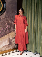 Womens Red  Regular Kurta Set