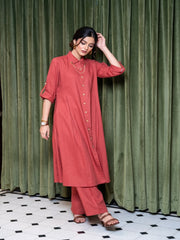 Womens Red  Regular Kurta Set