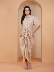 Womens Beige Regular Dress