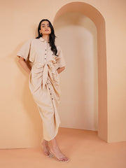 Womens Beige Regular Dress