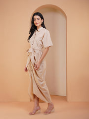 Womens Beige Regular Dress