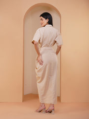 Womens Beige Regular Dress