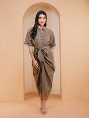 Womens Khaki Regular Dress