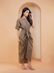 Womens Khaki Regular Dress