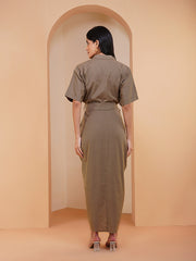 Womens Khaki Regular Dress