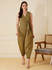 Womens Khaki Regular Jumpsuits
