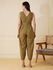 Womens Khaki Regular Jumpsuits