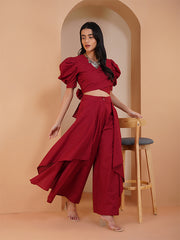 Womens Red Regular Co-ords