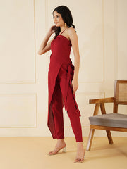 Womens Red Regular Jumpsuits