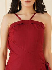 Womens Red Regular Jumpsuits