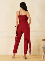 Womens Red Regular Jumpsuits