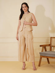Womens Beige Regular Co-ords