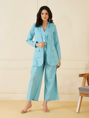 Womens Blue Regular Co-ords