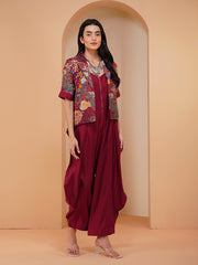 Womens Maroon Regular Co-ords