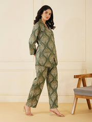 Womens Green Regular Co-ords