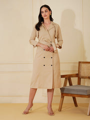 Womens Beige Regular Dress