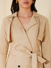 Womens Beige Regular Dress