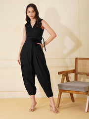 Womens Black Regular Jumpsuits