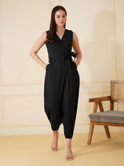 Womens Black Regular Jumpsuits