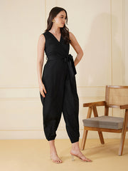Womens Black Regular Jumpsuits