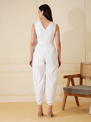 Womens White Regular Jumpsuits