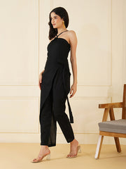Womens Black Regular Jumpsuits