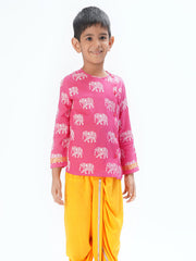Kids Pink Regular Kurti Set