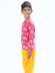 Kids Pink Regular Kurti Set