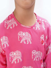 Kids Pink Regular Kurti Set