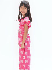 Kids Pink Regular Jumpsuit