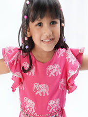 Kids Pink Regular Jumpsuit
