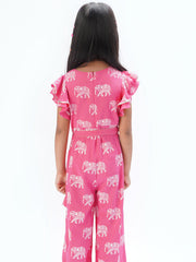Kids Pink Regular Jumpsuit