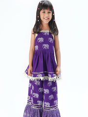 Kids Purple Regular Kurti Set