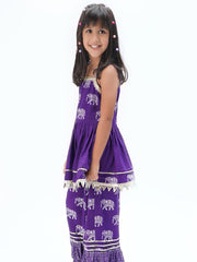 Kids Purple Regular Kurti Set