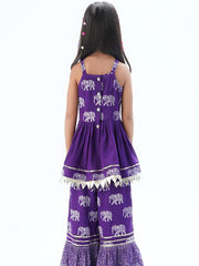 Kids Purple Regular Kurti Set