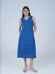 Womens Blue A-line Dress