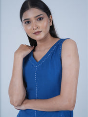 Womens Blue A-line Dress