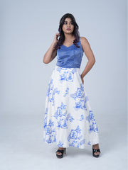 Womens Blue Flared Dress