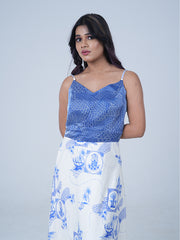 Womens Blue Flared Dress