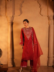 Womens Red Regular Kurti Sets
