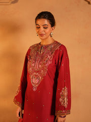 Womens Red Regular Kurti Sets