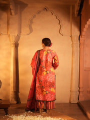 Womens Red Regular Kurti Sets