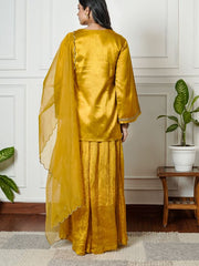 Womens Mustered Yellow Regular Kurti Sets