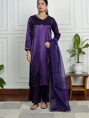 Womens Purple Regular Kurti Sets
