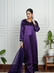 Womens Purple Regular Kurti Sets
