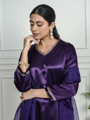 Womens Purple Regular Kurti Sets