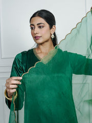 Womens Green Regular Kurti Sets