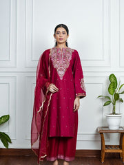 Womens Red Regular Kurti Sets