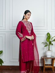 Womens Red Regular Kurti Sets