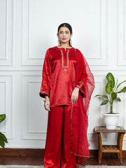 Womens Red Regular Kurti Sets